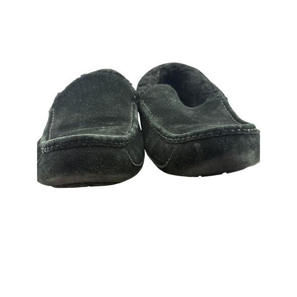 Ugg Black Suede Mens Ascot Slipper Size 12 Sheepskin Causal - Picture 2 of 9